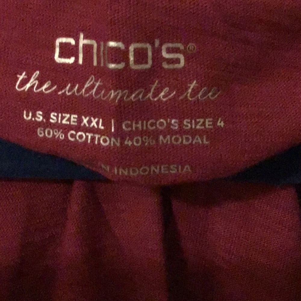 NWOT,CHICO’s short sleeve T shirt, Size 4(18/20) MAGENTA